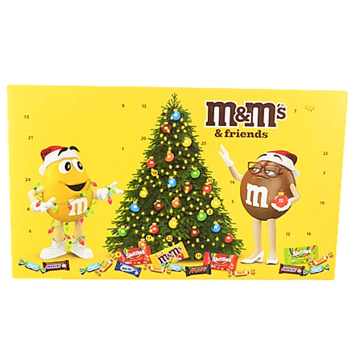 Набір драже батончиків цукерок печива та жувальних драже Різдвяний календар M&M's&Friends к/у 463г