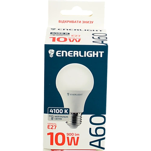 Лампа світлодіодна 10W 900lm E27 4100K A60 Enerlight 1шт
