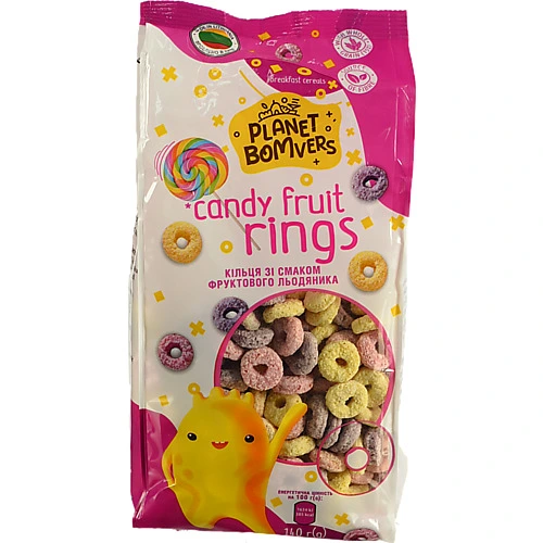 Готовий сніданок Planet Bomvers 140г фруктові кільця