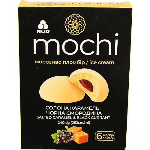 Морозиво пломбір Солона Карамель-Чорна Смородина Mochi Rud к/у 6х40г