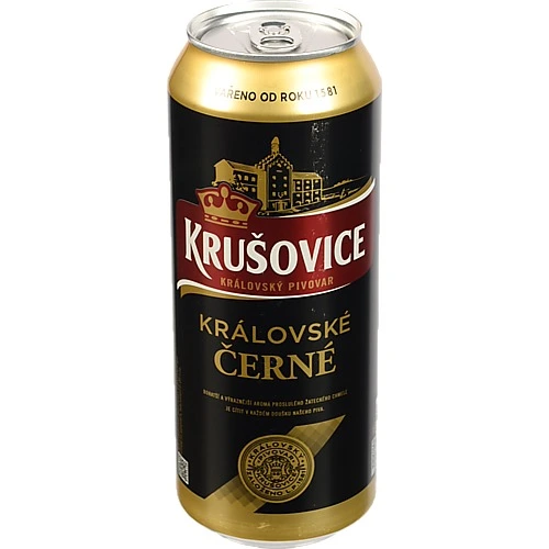 Пиво 500мл 3.8% темне фільтроване пастеризоване Kralovske Cerne Krusovice з/б