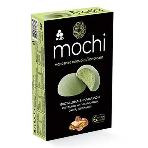 Морозиво Рудь 6х40г десерт mochi фісташка з макарунсами мультипак
