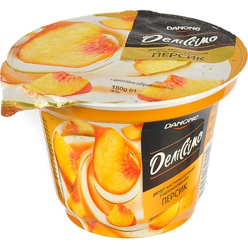 Десерт к.м Деліссімо 180г 3% персик ст