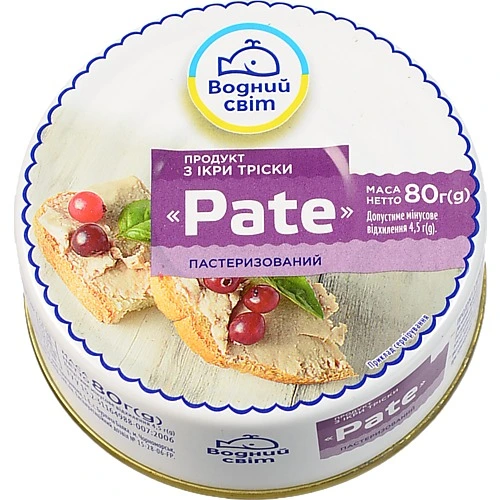 Паштет з ікри тріски Водний світ 80г