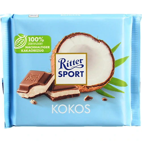 Шоколад молочний з кокосовою начинкою Kokos Ritter Sport м/у 100г