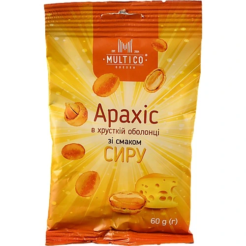 Арахіс Multico 60г смажений солоний хрустка оболонка смак сиру