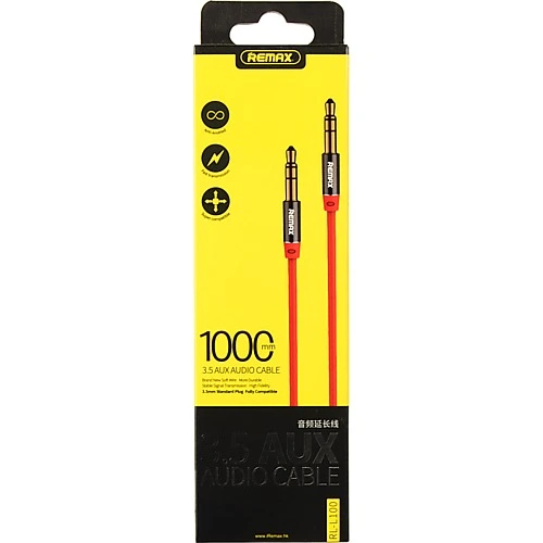 Audio кабель Remax RM-L100 AUX 3.5 miniJack M-M. 1м червоний