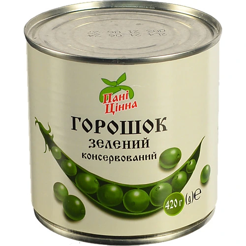 Горошок Пані Цінна 420г зелений з.б