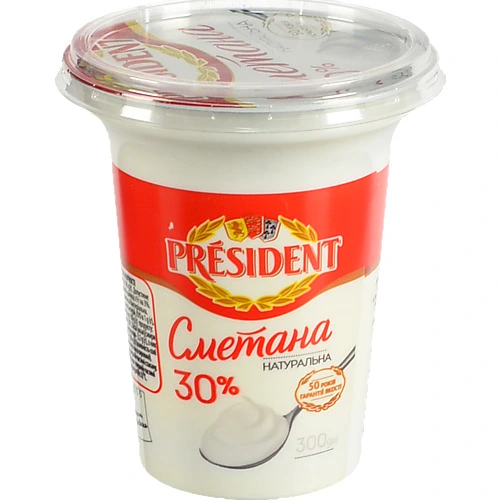 Сметана 30% President cт 300г