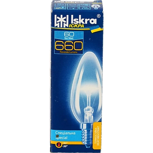 Лампа Іскра 60Вт Е14 свічка