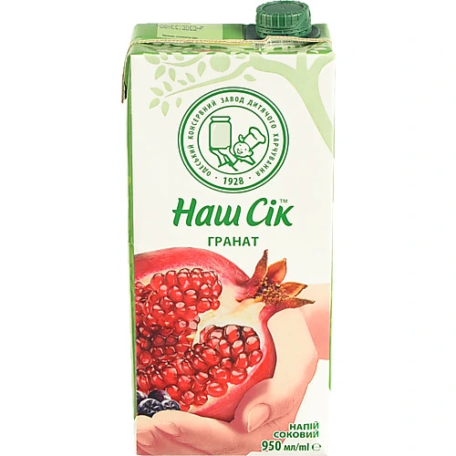 Несолодкий гранатовий нектар Наш сік 0.95л