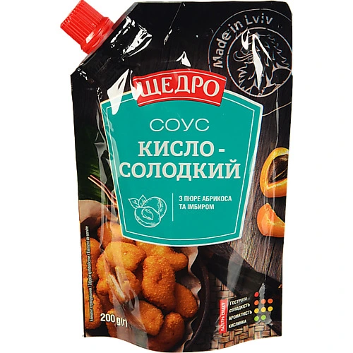 Соус з пюре абрикоса та імбиром Кисло-солодкий Щедро д/п 200г