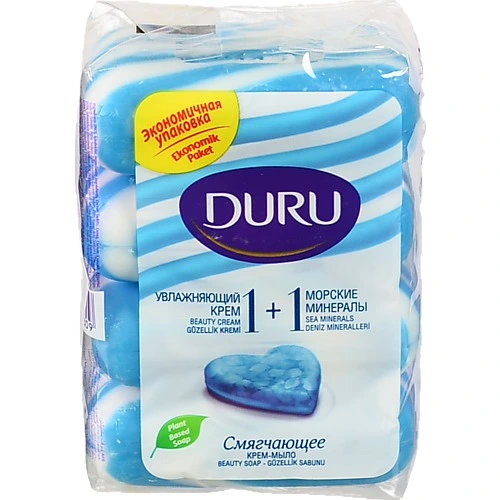 Мило туалетне з морськими мінералами та зволожуючим кремом 1+1 Duru 4х80г