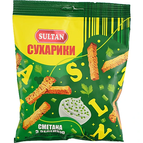 Сухарики Sultan 90г пшеничні сметана зелень