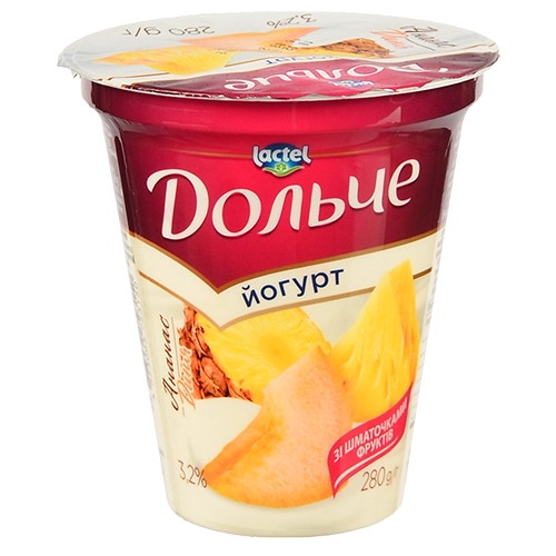 Йогурт Дольче 280г 3.2% Ананас-Диня
