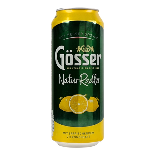 Пиво спеціальне 0.5л 2% світле фільтроване пастеризоване Natur Radler Gosser з/б