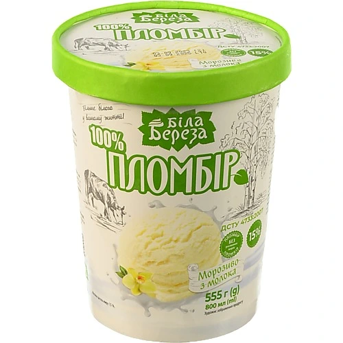 Морозиво 15% Пломбір Белая Бяроза відро 555г