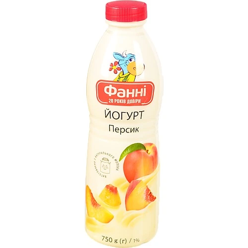 Йогурт Фанні 1% питний Персик п/пл 750г