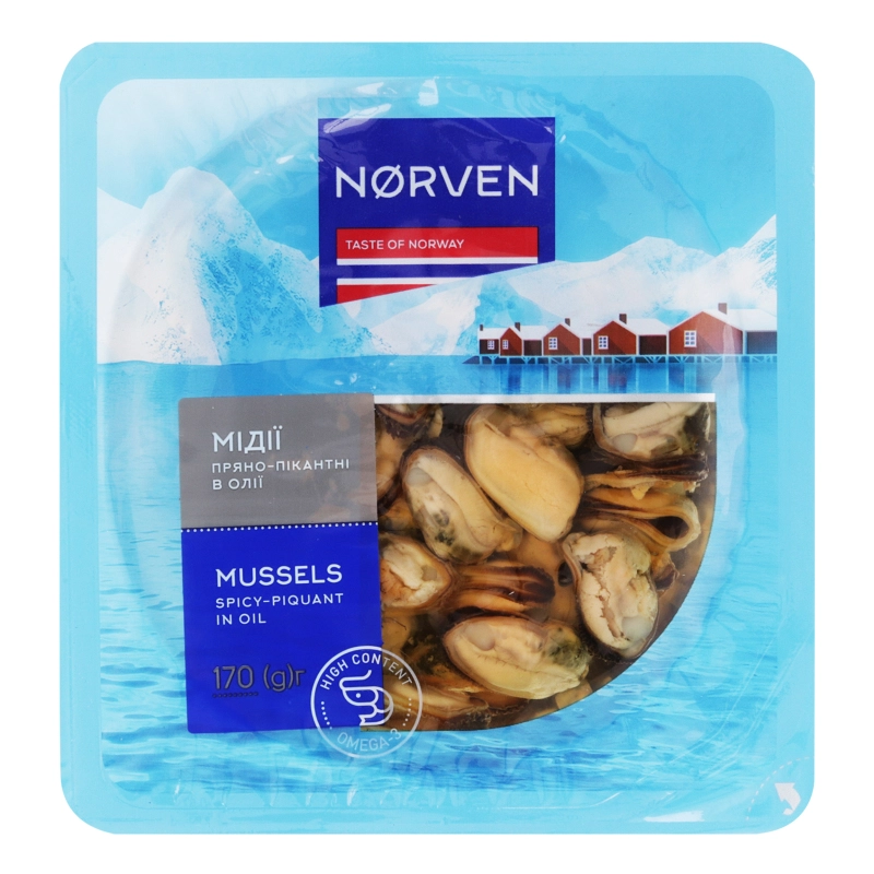 Мідії Norven пряно-пікантні в олії 170г