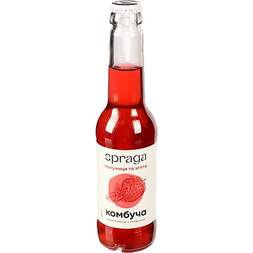 Напій безалкогольний слабогазований Полуниця та м'ята Комбуча Spraga с/пл 250мл