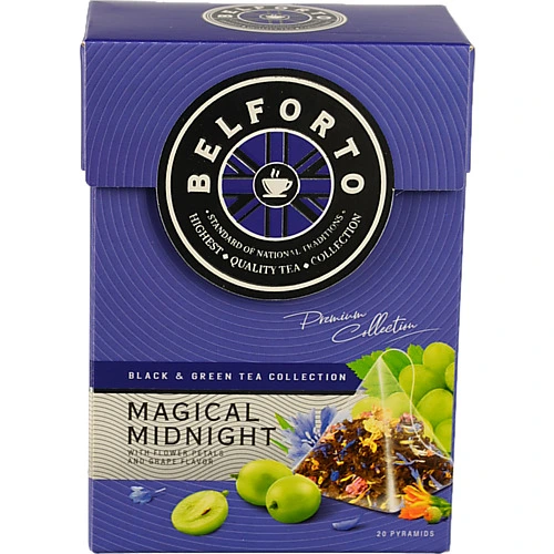 Чай Belforto 20п чорного та зеленого з пелюстками квітів та ароматом винограду