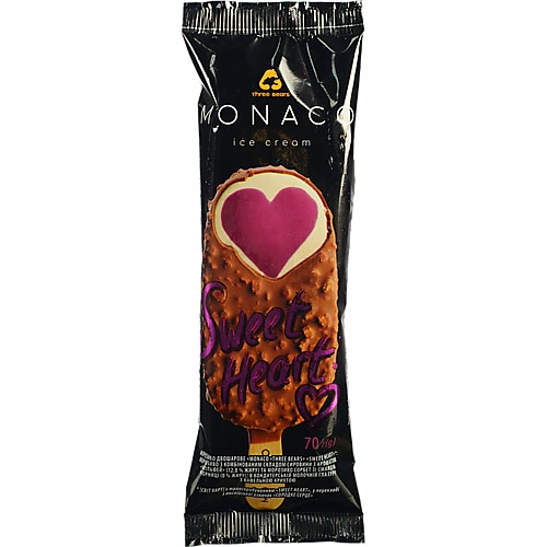 Морозиво Три Ведмеді 70г monaco sweet heart мільфей чорниця двошарове глазур паличка