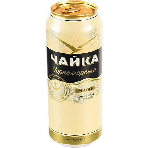 Пиво Чайка Чорноморська М'яке Світле 500мл (4.1%)
