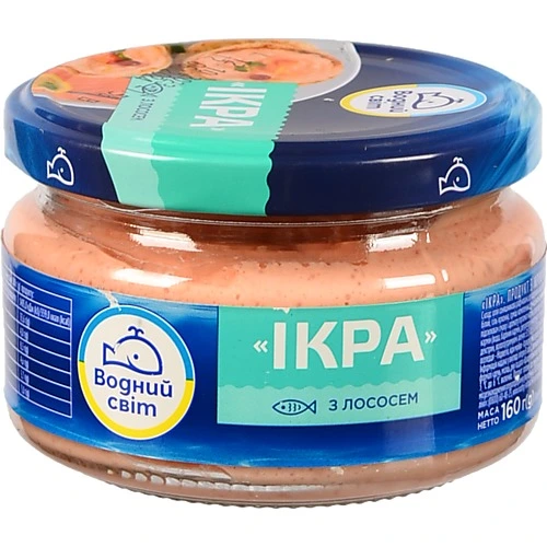 Продукт з ікрою океанічної риби та лососем Ікра Водний світ 160г