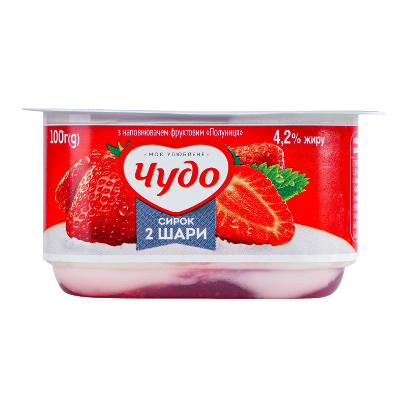 Сирок Чудо Полуниця 4,2% збитий двошаровий 100г
