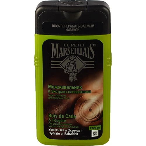 Гель-шампунь для чоловіків 3в1 Ялівець та екстракт папороті Le Petit Marseillais 250мл