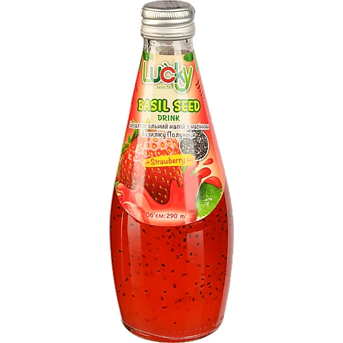Напій Lucky 290мл Полуниця з насінням базиліка