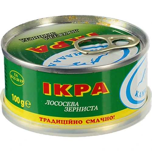 Ікра лососева зерниста солена Камчадал з/б 100г