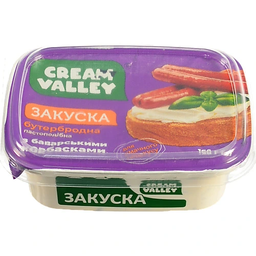 Закуска бутербродна Cream Valley З баварськими ковбасками пастоподібна, 160 г