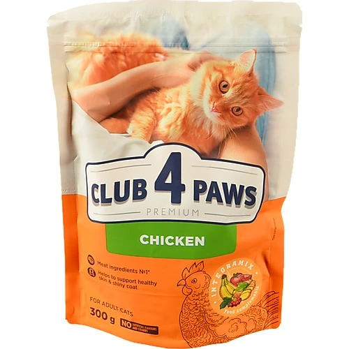Корм сухий для дорослих котів Курка Premium Club 4 Paws д/п 300г