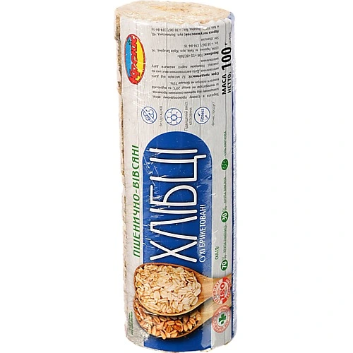 Хлібці Крекіс пшенично-вівсяні брикетовані, 100 г