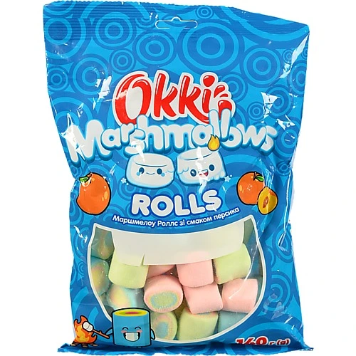 Маршмеллоу Okki 140г rolls персик