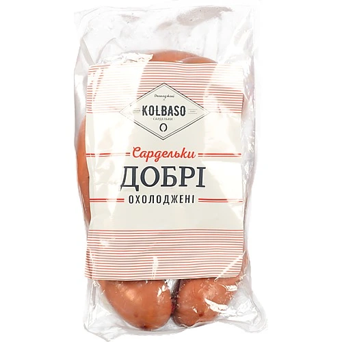 Сардельки Kolbaso Добрі, першого ґатунку, охолоджені, необгорнуті, газопакована упаковка