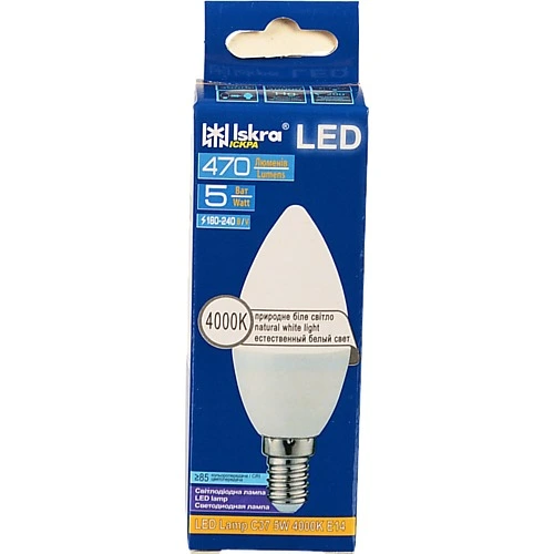 Лампа Іскра C37 5Вт Е14 4000K