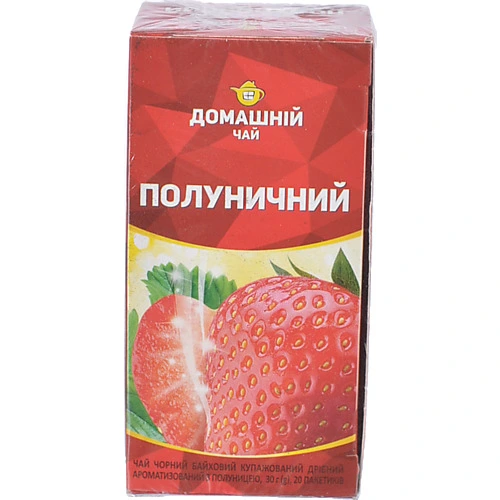 Чай чорний Полуничний Домашній чай к/у 20х1.5г