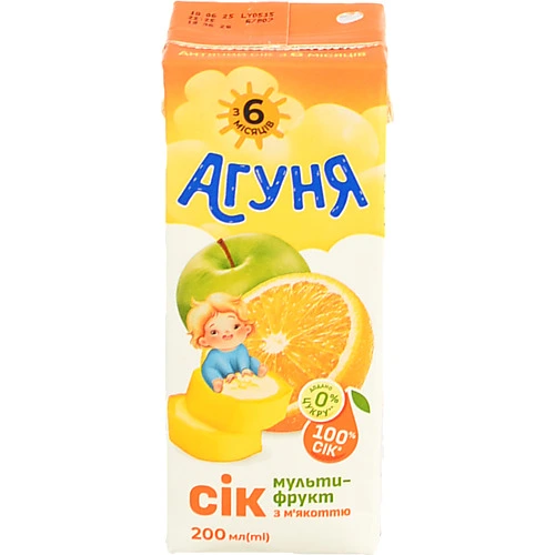 Сік Агуня 0.2л мультифрукт з мякотью