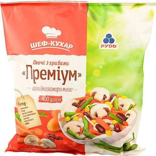 Овочі з грибами заморожені Преміум Рудь м/у 400г