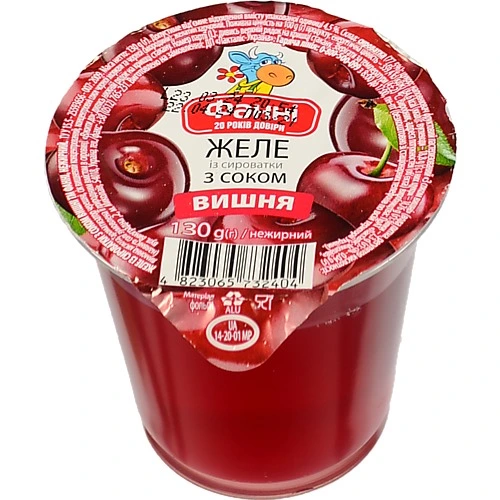 Желе із сироватки з соком нежирне Вишня Фанні 130г