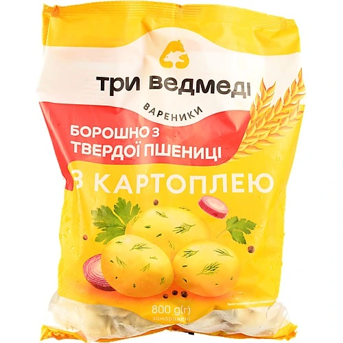 Вареники з картоплею Три ведмеді м/у 800г
