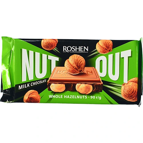 Шоколад молочний Whole Hazelnuts Nut Out Roshen м/у 90г