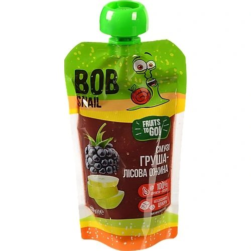 Пюре фруктово-ягідне Груша-лісова ожина Смузі Bob Snail д/п 120г