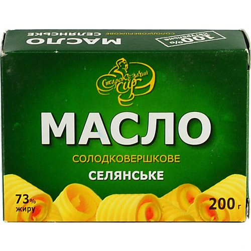 Масло 73% солодковершкове Селянське Старокозачий сир к/у 200г