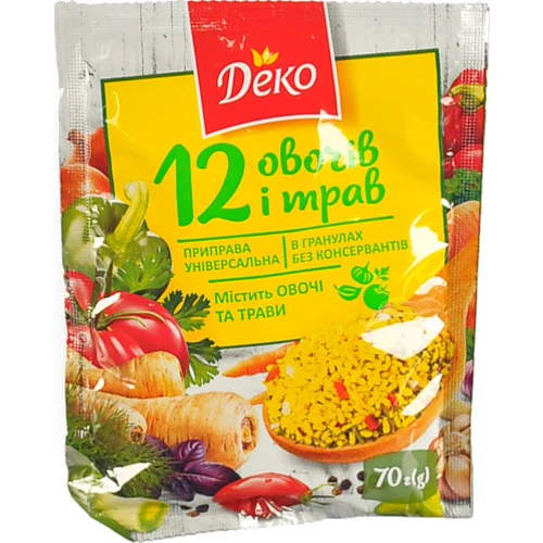 Приправа універсальна в гранулах 12 овочів і трав Деко м/у 70г
