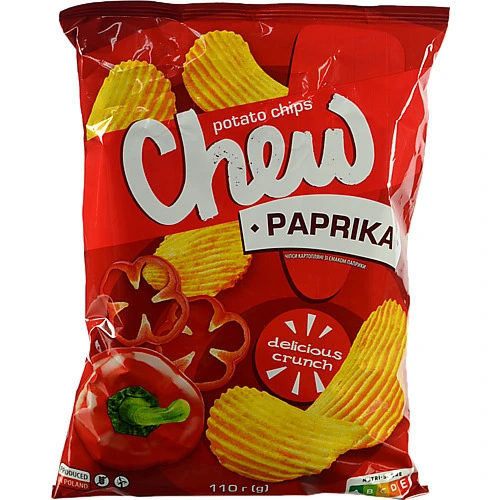 Чіпси CHEW 110 г зі смаком паприки хвиляст