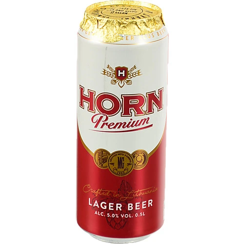Пиво Horn Premium 0.5л світле фільтроване з.б