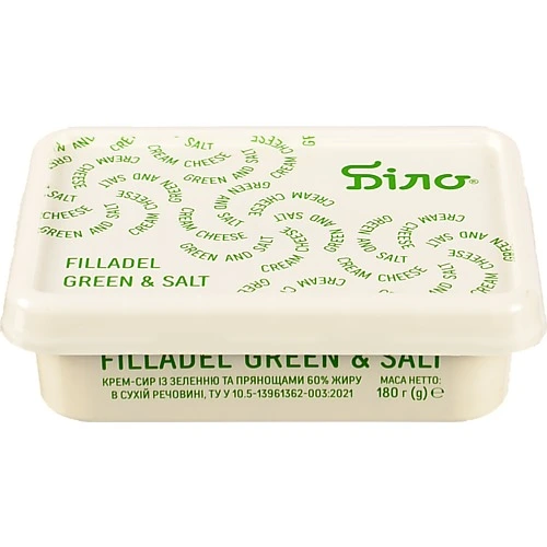 Крем-сир Біло Filladel Green&Salt 60% 180г